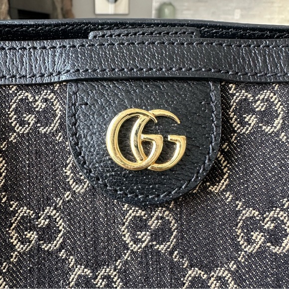 Gucci Black Denim GG Ophidia Tote - Picture 2 of 12